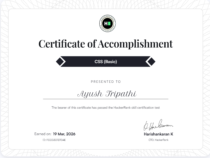 HackerRank CSS Basic Certificate
